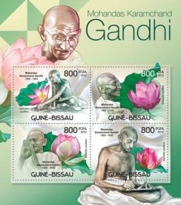 Mahatma Gandhi India Independence Flowers Flora Guinea-Bissau MNH stamp set