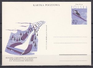 Poland, 1964 issue. Ruch cat. CP256. Skiing Emblem on Postal Card. ^