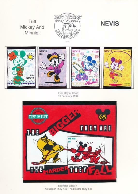 DISNEY NEVIS 829-838 MINT NH TUFF MICKEY & MINNIE