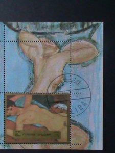 ​FUJEIRA-AIRMAIL 1972 BEAUTIFUL FAMOUS NUDE ART PAINTING CTO S/S VERY FINE