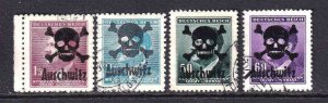 BOHEMIA & MORAVIA AUSCHWITZ OVERPRINTS CDS VF SOUND x4 SMALL HITLER HEADS