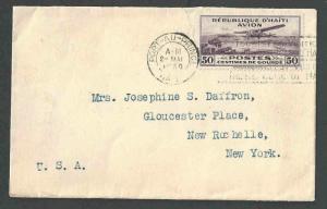 1930 Port-Au-Prince Haiti #C2 on Flown Commerciall Cover Roughly Opened At Top