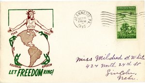 1945 US World War II Patriotic Cover Let Freedom Ring!