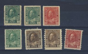 7x Canada WW1 Admiral Stamps #104-104as-106as-107-108-129-184 GV = $74.50