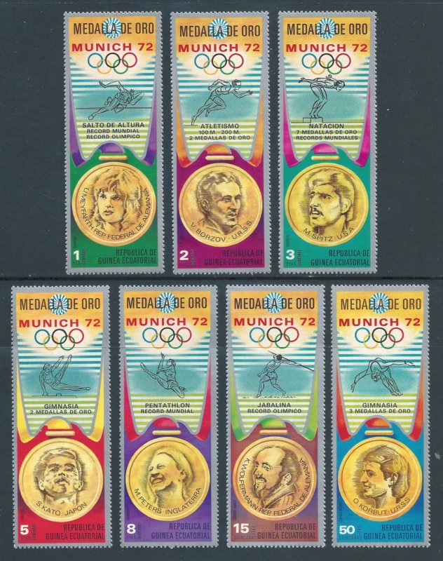 Equatorial Guinea #72199-205 NH 1972 Munich Gold Medal Winners (Michel 163-9)