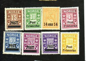 NORWAY #137-141 143-4 149 MINT FVF OG NH 149 LH Cat $45