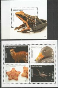 st kitts 2017 national geographic fauna frogs insects birds moneys klb+s/s MNH