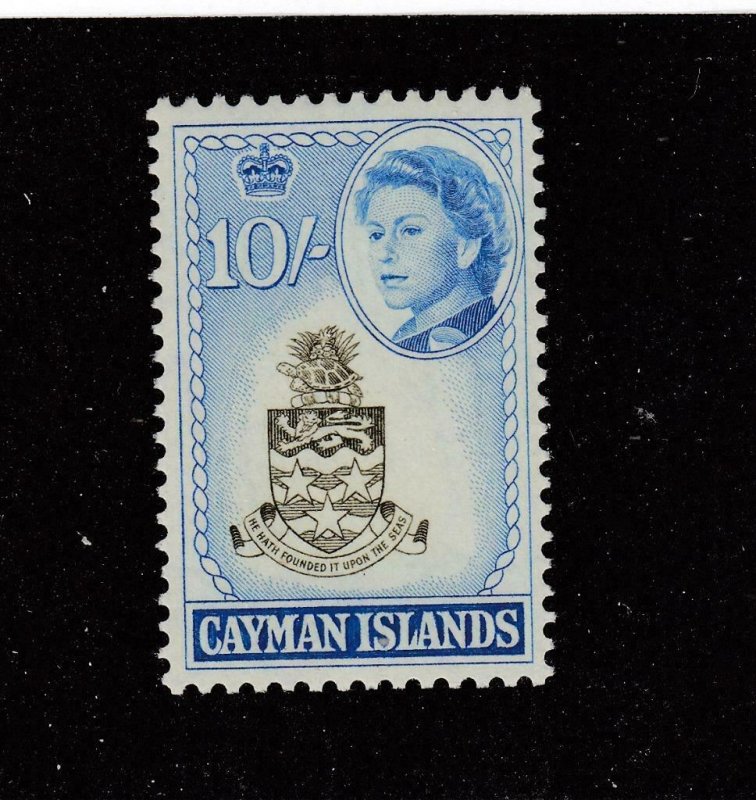 CAYMAN ISLANDS # 166 VF-MNH 10sh 1962  QEII / COAT OF ARMS CAT VALUE $23