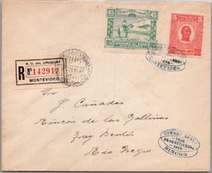 SCHALLSTAMPS URUGUAY 1925 POSTAL HISTORY REG FDC COVER COMM BATTLE OF RINCON