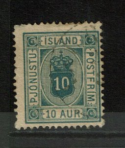 Iceland SC# O6a, Used, top small shallow margin thin - S13312