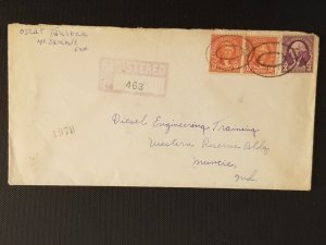 1937 Mount Summit New Castle Muncie Indiana USA Registered Multi Franking Cover