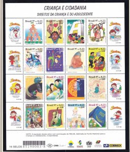 Brazil B12 MNH OG 1997 Children and Citizenship Sheet of 16 Very Fine