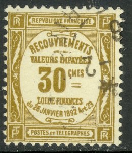 FRANCE 1908-25 30c Bister POSTAGE DUE Sc J49 VFU