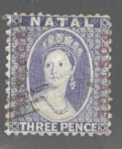 NATAL Scott 39 overprinted Victoria Chalon Head 1872 perf 12.5