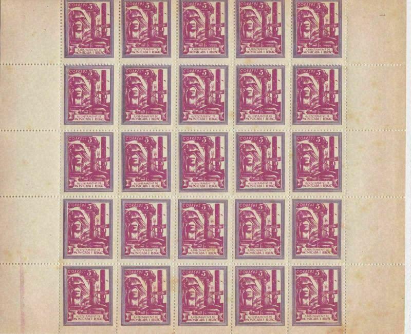 SPAIN, CIVIL WAR STAMPS , LOCAL POST , PART  SHEET UNMOUNTED MINT REF 58