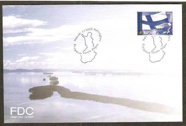 Finland 2002 National Flag Map Island View FDC # 8037