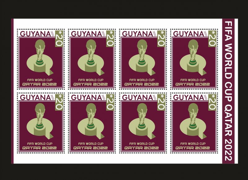 Stamps.  Soccer World Cup in Qatar 2022 Guyana , 2022 year ,1 sheet perforated