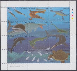 ST VINCENT  Sc # 2048a-l MNH SHEETS of 9 STAMPS DINOSAURS