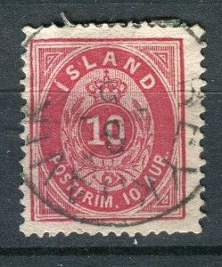 ICELAND; 1880s early classic numeral issue fine used 10a. value fair Postmark