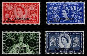 BAHRAIN Scott 92-95 MH** 1953 surcharged QE2 coronation set