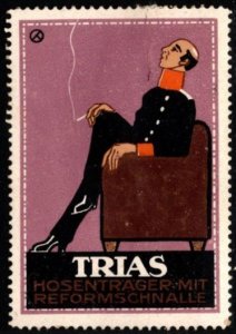 Vintage Germany Poster Stamp Trias Suspenders With Reformed Buckle