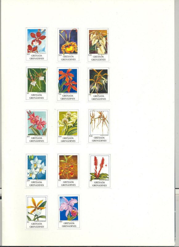 Grenada (Grenadines) #1256-1269 Orchids 14v Imperf Proofs Mounted in Folder