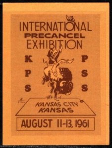 1961 US Poster Stamp International Precancel Exhibition Kansas City August 11-13