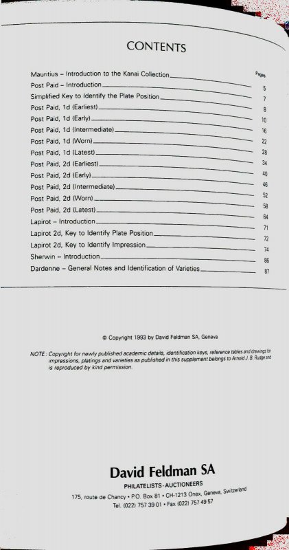 MAURITIUS PRIMITIVE ISSUES - Identification of the Plates and Positions 