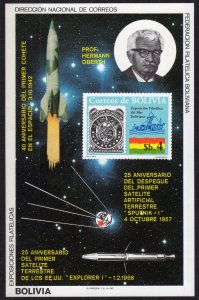 Bolivia 1982 Mi#Bl.130  SPACE EXPLORATION/PROF.HERMAN OBERTH Souvenir Sheet MNH