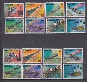 J45764 JL stamps 1976 rwanda sets space 1 with ovpt,s mnh #771-8, 836-43