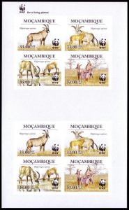 Mozambique WWF Roan Antelope Imperf Sheetlet of 2 sets 2010 MNH SC#1930