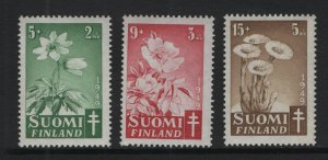 Finland    #B98-B100  MNH   1949  anemone , wild rose , coltsfoot