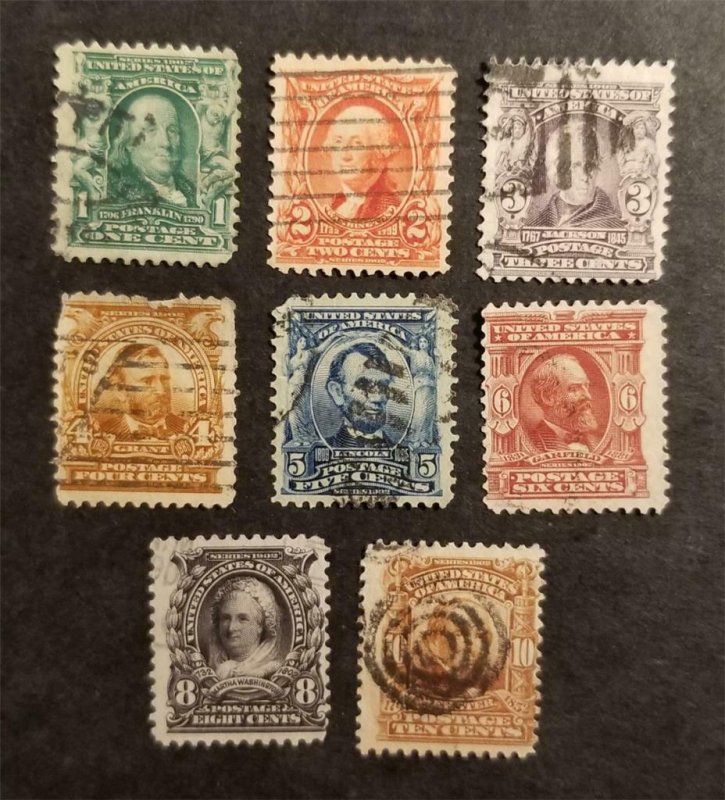 US Scott 300 301 302 303 304 305 306 307 Used Stamp Lot G1431