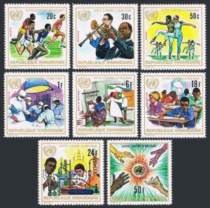 Rwanda 486-493,MNH.Mi 529-536. Fight against racism.1972.Sport,Music,Medicine,