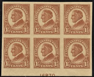 US 1925 Sc. #576 Plate Block NH Cat. Val. $45.00.