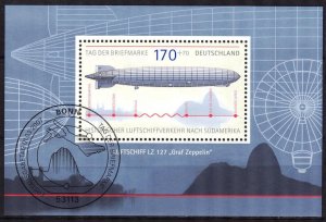 Germany 2007 Stamp Day Zeppelins Mi. Bl.69 Used / CTO