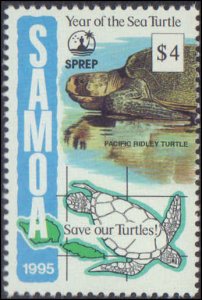 Samoa #895-898, Complete Set(4), 1995, Turtles, Never Hinged