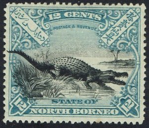 NORTH BORNEO 1897 CROCODILE 12C PERF 14.5 - 15