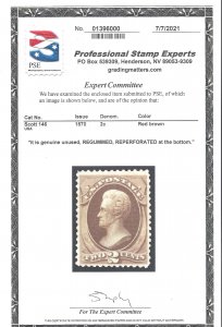 146 Mint,RG,NH... PSE Certificate... SCV $135.00