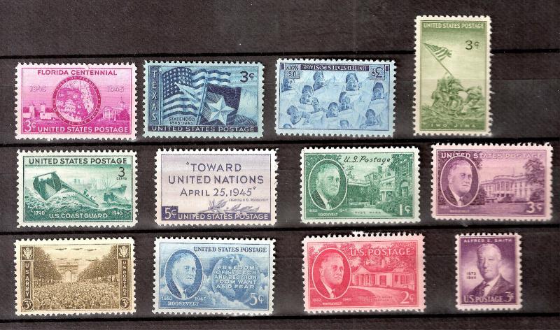 US 1945 - Commemorative Year Sc# 927 -Sc# 938 Mint NH (12 Stamps)