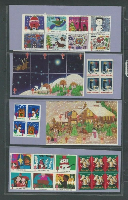 Xmas Seal Collection #3 88 Fresh Seals In Blocks On Heavy Duty Acid Free Page--