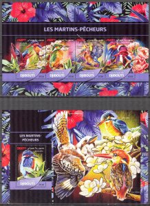 Djibouti 2016 Birds Kingfishers Sheet + S/S MNH