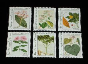 U.N.1990, MEDICINAL PLANTS, SINGLES, MNH, ALL 3 OFFICES NICE!! LQQK!!!