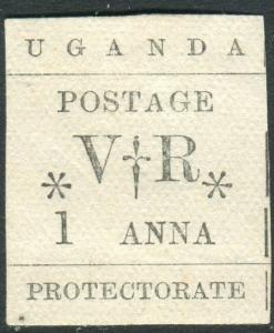 UGANDA-1896 1a Black.  A fine unused, as issued without gum example Sg 54