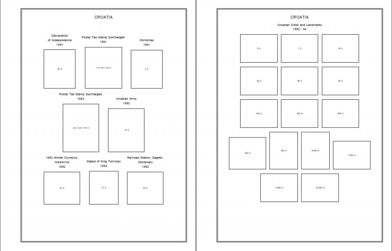 CROATIA STAMP ALBUM PAGES 1941-2011 (137 PDF digital pages)