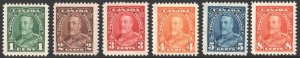 Canada SC#217-222 1¢-8¢ King George V Singles (1935) MNH