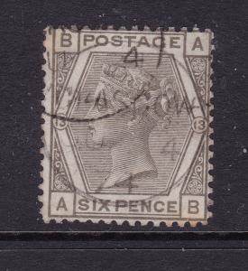 Great Britain a QV 6d grey plate 13 good/fine used