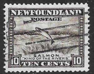 NEWFOUNDLAND 1941-44 10c SALMON P. 12 1/2 Pictorial Sc 260 VFU