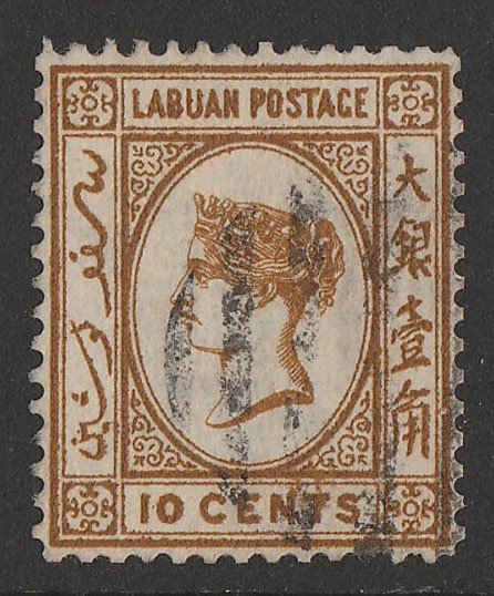 LABUAN : 1880 QV 10c brown, wmk crown CC.