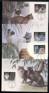 US 2372-2375 Cats Issue UA set 4 Fleetwood Unicover Maxi cards FDC